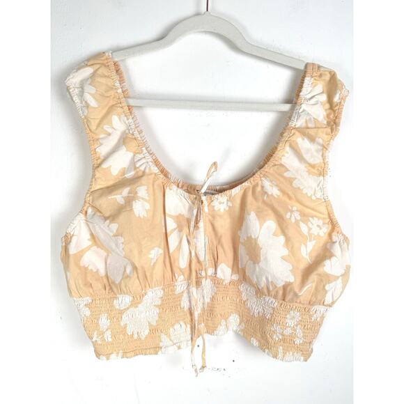 American Eagle Women’s Peach Bohemian Floral Peasant Cottagecore Crop Top XXL - Picture 9 of 11